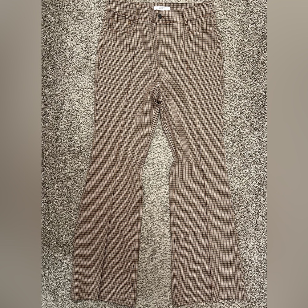 Loft Five Pocket Flare Pants in Plaid Bi-Stretch